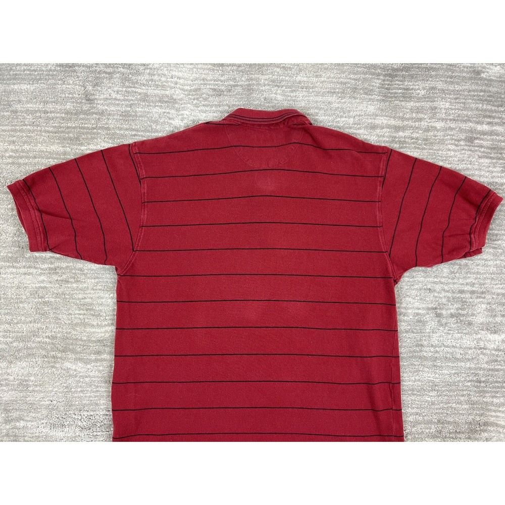 Bugle Boy Polo Shirt Mens XXL Red Striped Short Sleeve Vintage 90s Cotton Pique - Picture 7 of 10
